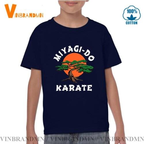Aikido karate Muaythai Strike Boy clothes Girl clothes Cotton Short Sleeve T-Shirt boys Children Miyagi Karate School Kid TShirt