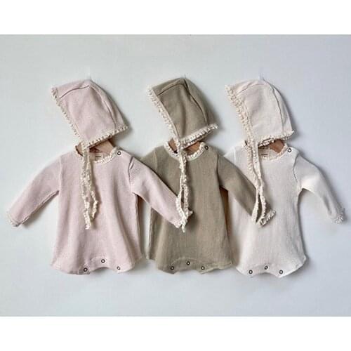 Korean Style Toddler Baby Girl Romper+Hat Cotton Long Sleeve Jumpsuit One piece Outfit Spring Autumn Baby Girls Clothes