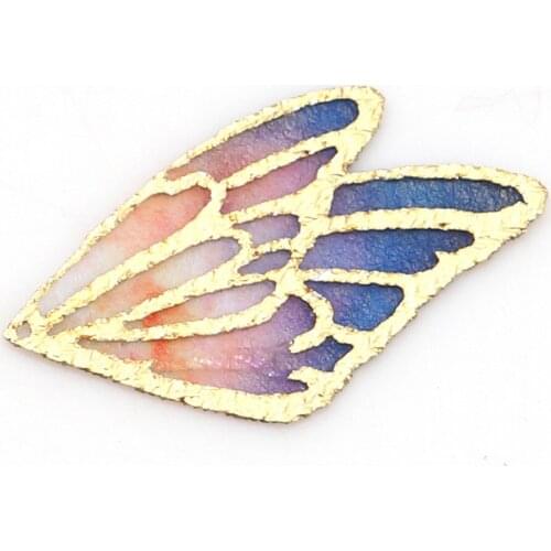 DoreenBeads Fabric Pendants Gold Color Butterfly Wing Multicolor Glitter Jewelry Accessories 30mm(1 1/8") x 18mm( 6/8"), 5 PCs