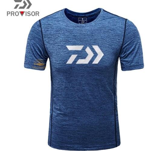 Daiwa Fishing Breathable Quick-drying Short-sleeved T-shirt Mens Summer New Outdoor Sports Pullover Solid Color T-shirt M-5XL