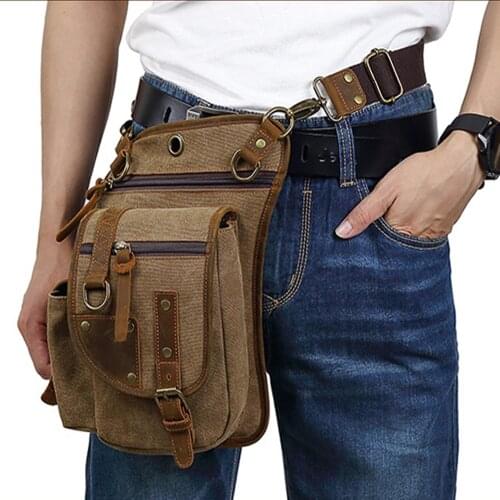 Canvas Shoulder Bag for Women Men Vintage Crossbody Bags with Belt Leg Bag Motorcycle Bags for Sport Outdoor Travel