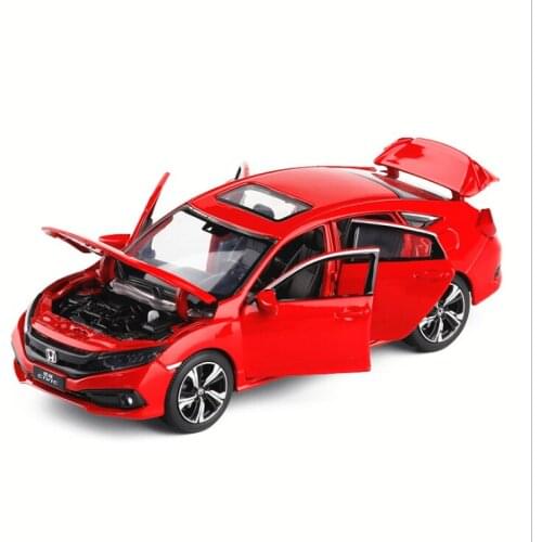 Simulation 1: 32 Honda Civic open door alloy childrens toy car model ornament birthday Christmas New Year gift red car