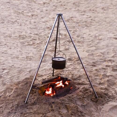 Outdoor Picnic Hangings Pot Aluminum Alloy Support Portable Camping Supplies Adjustable Campfire Tripod Hangings Pot Grill