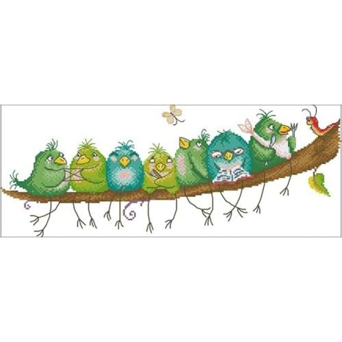 Birds sitting in a row patterns Counted Cross Stitch 11CT 14CT 18CT DIY Chinese Cross Stitch Kits Embroidery Needlework Sets