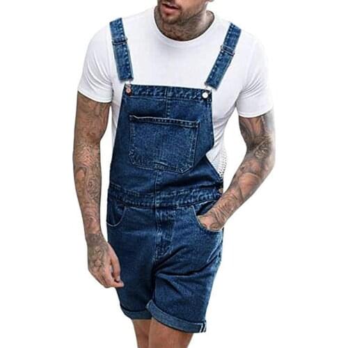 JAYCOSIN New Fashion Mens Jeans Jumpsuits Shorts Summer Streetwear Distressed Denim Bib Overalls For Man Suspender Pants 802W