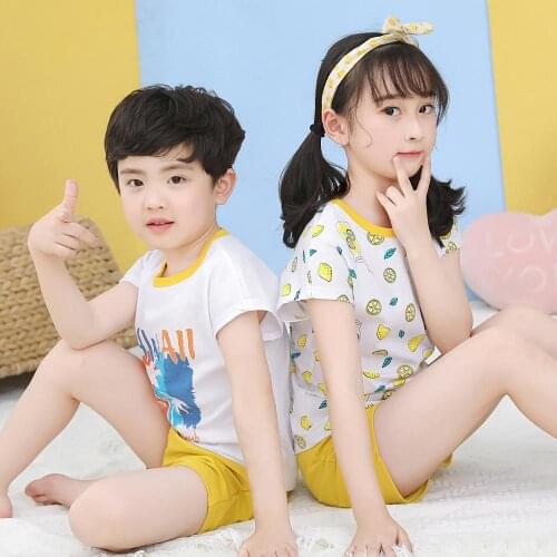Boys Clothes Summer Cotton Short-sleeved Baby Girls Clothing Sets Children Cartoon Sleepwear Kids Pyjamas Cartoon Home Clothes