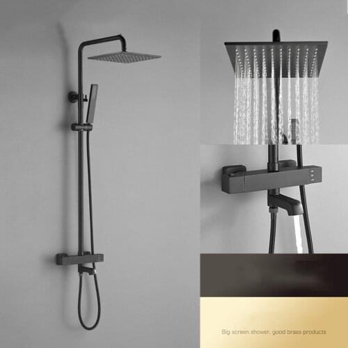 Full Copper Thermostatic Shower Set Shower Head Wall-Mounted Bath Faucet Tub Shower Mixer Bathroom Faucet Shower Set R45-520