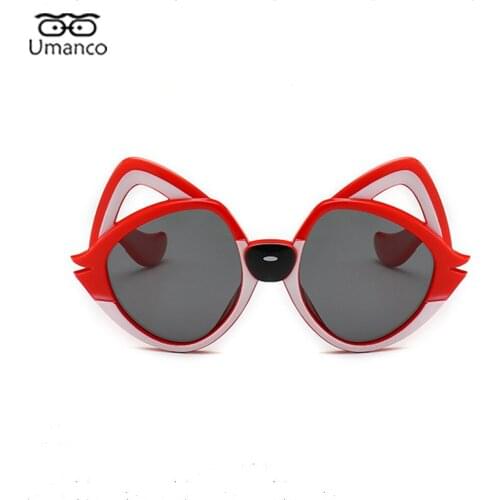 Lovely Cartoon Polarized Sunglasses for Children Little Fox Pattern Soft Silca Gel Frame Grey Lens