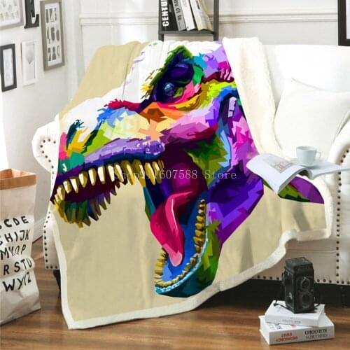 Colorful Black Animal Dinosaur Dog Lion Blanket Bedspread Fleece Chair Soft Blanket Custom Home Textile Kids Gift Dropshipping