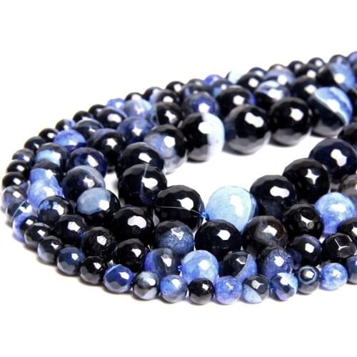 Natural Stone Beads Faceted Quartz Agates Beads 6 8 10 12mm Pick Size Loose Gem Stone Beads for Jewelry Making Bracelet Necklace