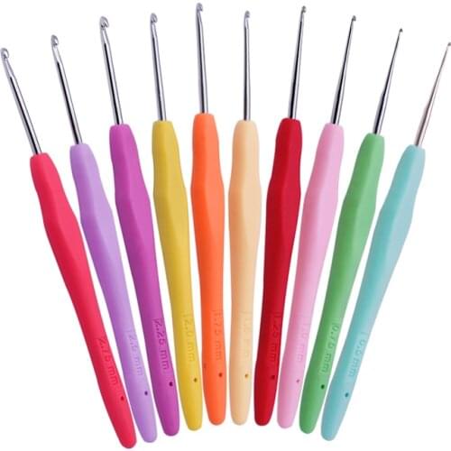 Nonvor Colorful Rubber Handle Crochet Hooks Needles Knit Weave Craft Yarn Sewing Tools Crochet Knitting Needles