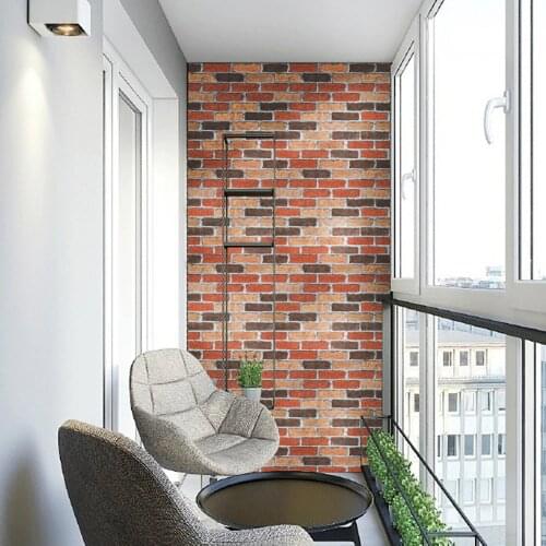 New Fashion Red Brick Sticker Natural Stripe Self-adhesive Wallpaper DIY Wall Sticker Panels Decal Waterproof Bedroom Wallpaper