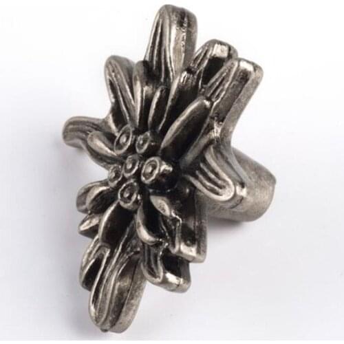 New American Retro Flower Cabinet Door Drawer Handle Zinc Alloy Single Hole Wardrobe Shoe Cabinet Furniture Knob Handles Pulls