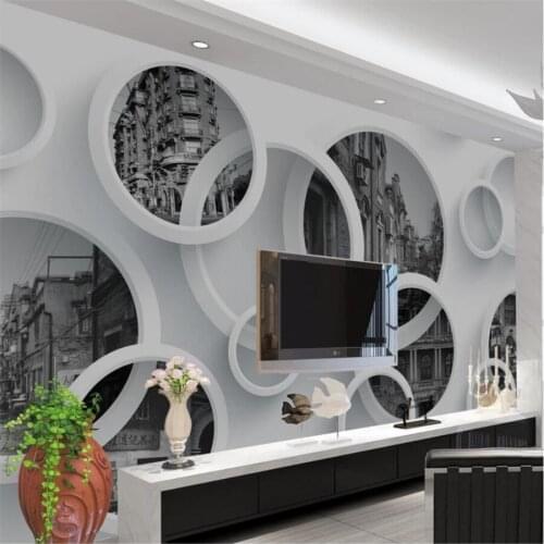 Beibehang Custom wallpaper 3d murals old Shanghai retro modern ring simple TV background wall papers home decor papel de parede