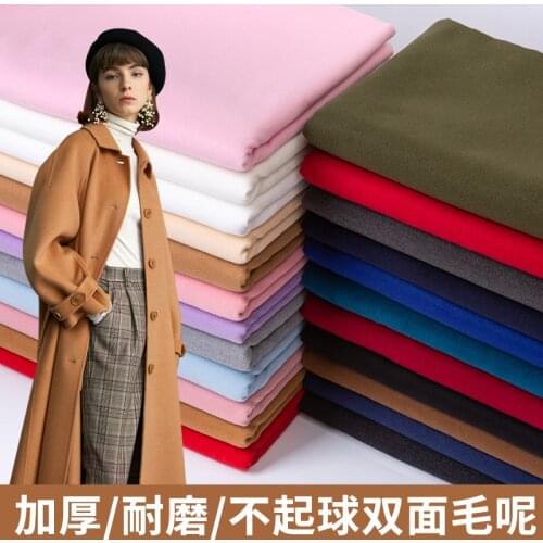 Autumn Winter Thickened Double-sided Brushed Cashmere Woolen Cloth Fabric Solid Color Imitation Wool Fabric Coat Clothing Fabric