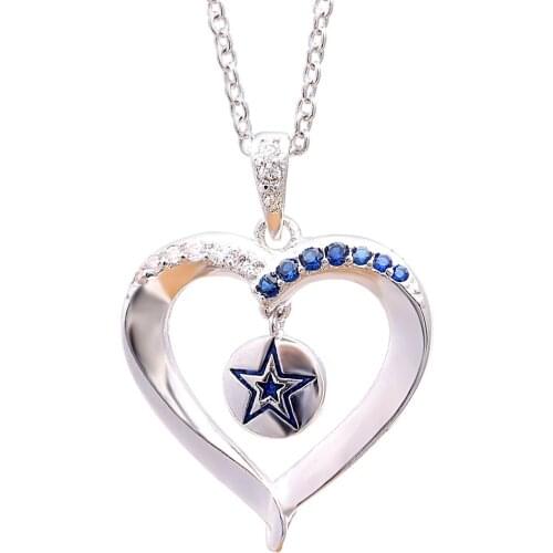 Blue Austrian Crystal Heart Love Necklaces&Pendants for Women Fashion Jewelry 2017 star necklace