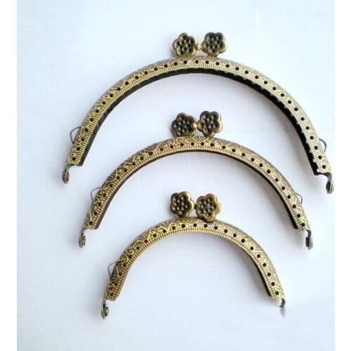 10PCS Semi Circle Plum Bronze Metal Purse Frame Handle for Clutch Bag Handbag Accessories Making Kiss Clasp Lock 12.5CM