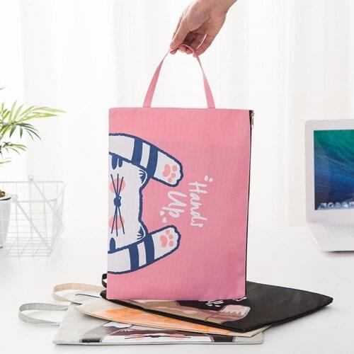 Portable Cartoom Cat Oxford Cloth Zipper Stationery Storage Bag Cosmetics Pouch Portable Cartoon Cat Pattern Zipper Large Capaci
