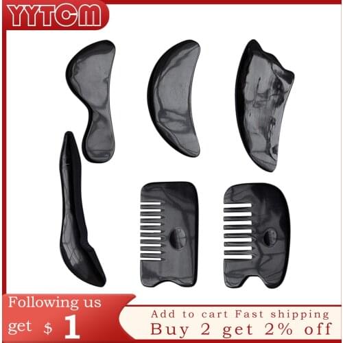 Buffalo Horn Beauty Scraping Tool Thin Arm Leg Slimming V Line Face Plate guasha tool face guasha scraper horn