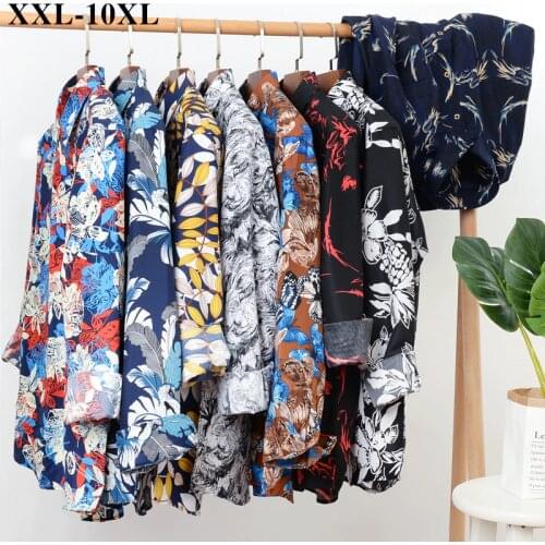 2020 Autumn New Mens Flower Shirt Casual Loose Long-sleeved Hawaii Shirts Male Brand Clothes Plus Size 5XL 6XL 7XL 8XL 9XL 10XL