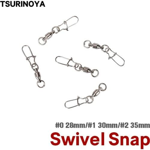 TSURINOYA 0# 1# 2# Stainless Steel Ball Bearing Fishing Swivels Snap 5PCS 360° Strong Pins Connector Lure Fishing Accessories