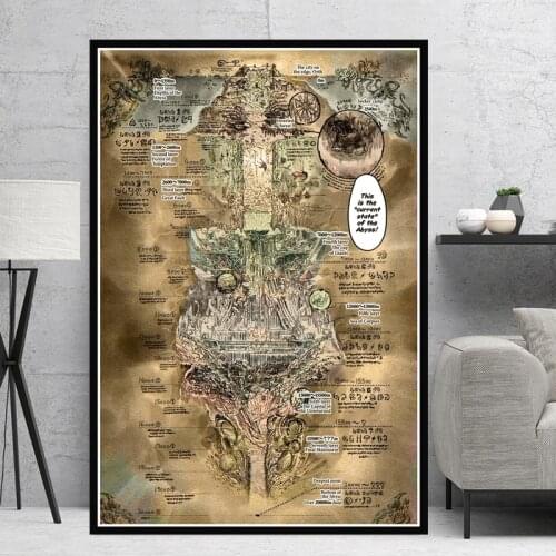 Made In Abyss Map Anime Movie Posters And Prints Wall Pictures For Living Room Vintage Canvas Painting Art Decorative Home Decor