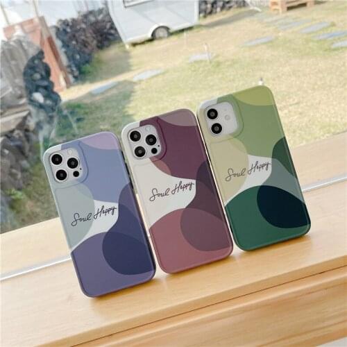 Contrast Color Abstract Painting Silicone Case for IPhone 12 11 Pro XS Max XR X 7 8 Plus 12mini All-Inclusive Shockproof Cover