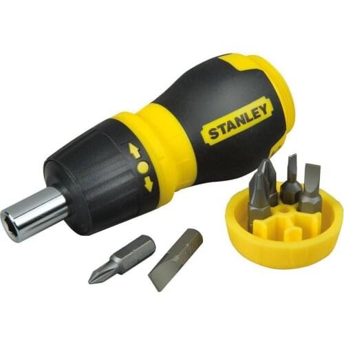 Stanley ST066358 Stubby Screwdriver Set, 6 Piece Ratchet, PH1 PH2 PZ1 PZ2 4.5mmdüz 6mmdüz