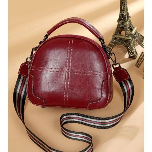 Bag female 2019 new fashion leather handbag wide shoulder Messenger bag Korean version of the mini wild handbag tide