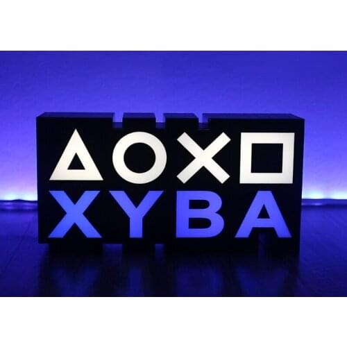 Game Handle Button Icon Light RGB Voice Control Night Light for Game Live Room, Bedroom Decor Game Atmosphere Desk Lamp