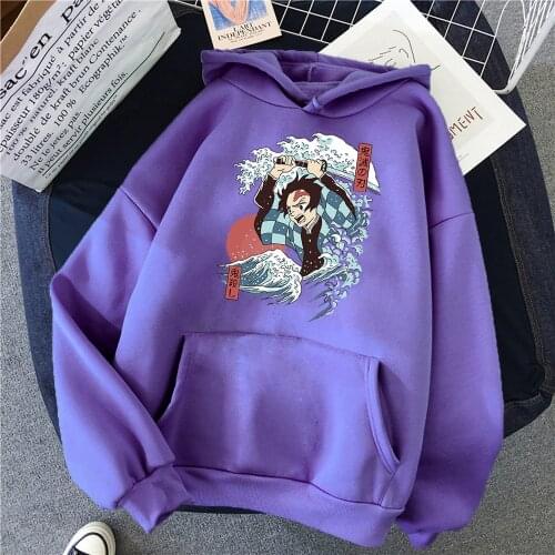 Demon Slayer Hoodies Men Casual Homme Fleece Pullover Japanese Anime Printed Male Streetwear Clothing Autumn Winter Tops Men