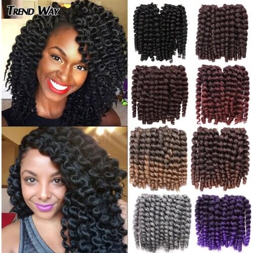 Trend Way Beauty Crochet Braiding Hair Jumpy Wand Curl 8Inch Ombre Braids Synthetic Crochet Braiding Hair Extensions For Women
