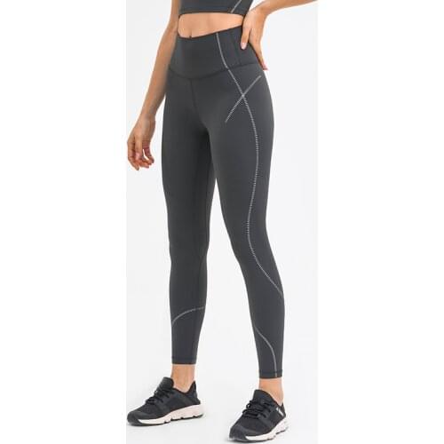 Fintess Tights Workout Leggings Sports Women Female High Waist Yoga Pants Running Trousers Hip-lifting Strip Printing Gym Clothe