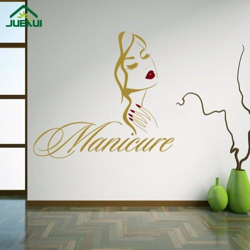 Beauty Salon Manicure Nail Salon Hand Girl Face Eyes Lips Vinyl Wall Sticker Home Decor Hairdresser Hairstyle Wall Decal JA764