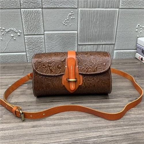 Vintage Genuine Cow Leather Women Shoulder Bags Casual Crossbody Bag Sling Beg