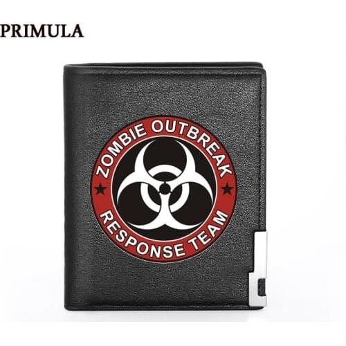 High Quality Zombie Outbreak Response Team Printing Leather Mens Wallet Credit Card Holder Short Male Slim Purse