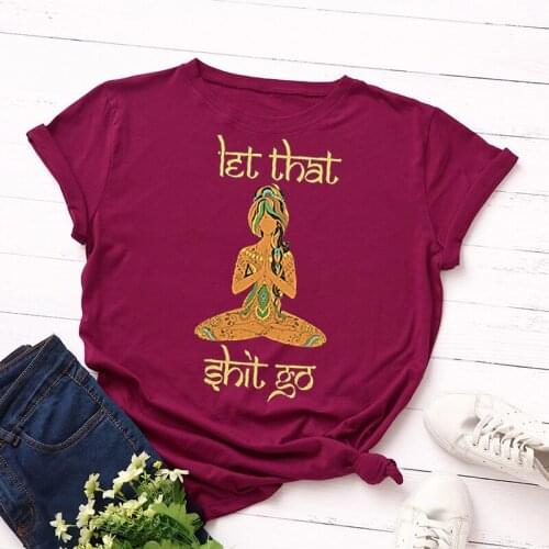 Plus Size India Print T Shirt for Women Round Neck Short Sleeve Tees Tops Fashion NEW Summer Burgundy Casual Top Shipping