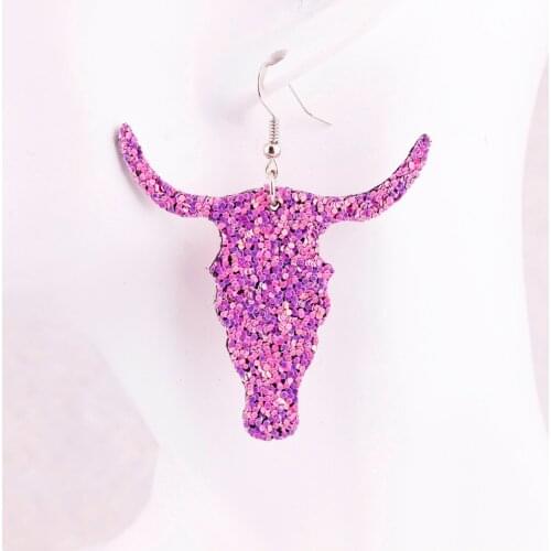 ZWPON Fashion Glitter Tauren PU Leather Drop Earrings Double Side Tauren Leather Drop Earrings for Woman Jewelry Wholesale