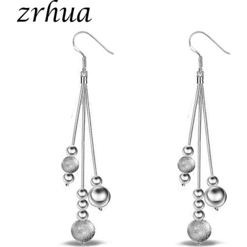 ZRHUA Fine Nice Woman Lever Back Dangle Earrings Pure Silver Color Exquisite Flower high quality fashion classic jewelry