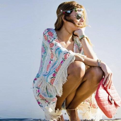 MwOiiOwM New Vintage Retro Women Ethnic Printed Loose Kimono Cardigan Jacket Coat 22