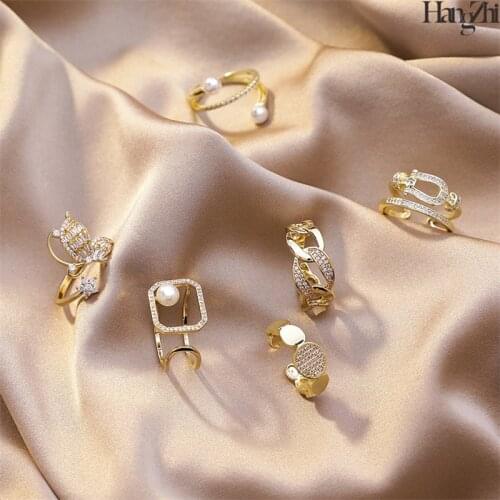 Korean version of simple fashion personality niche design in net red trendy micro-inlaid zircon women stacking index finger ring