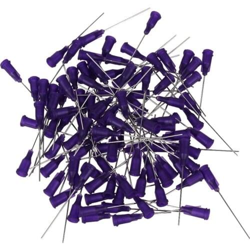 1.5 Inch Blunt Tip Dispensing Needles Purple 21Ga Adhesive Glue Syringe Use Pack of 100