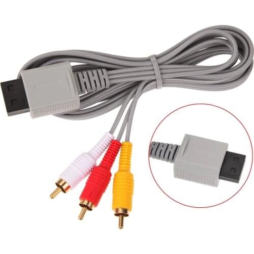 1.8M Audio Video AV Stereo 3 RCA Composite Cable for Nintendo Wii Game Console Cable Av for Wii 50PCS/LOT