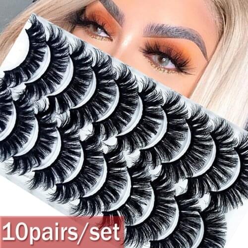 10 Pairs New Fashion 3D Full Volume Thick Wispies Eyelashes Extension Mink Hair False Eyelashes Eye Makeup Tools Handmade