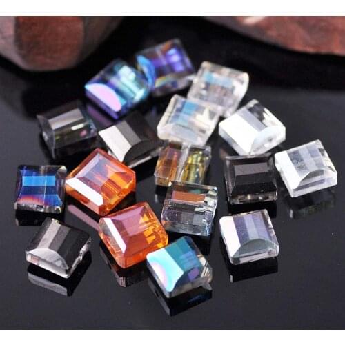 10pcs 9mm Square Faceted Crystal Glass Loose Beads for Jewelry Making DIY Crafts