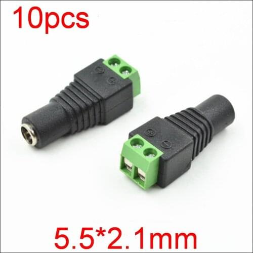 10pcs High quality 5.5mm x 2.1mm Female CCTV LED DC Power Plug Jack Adapter DC plug