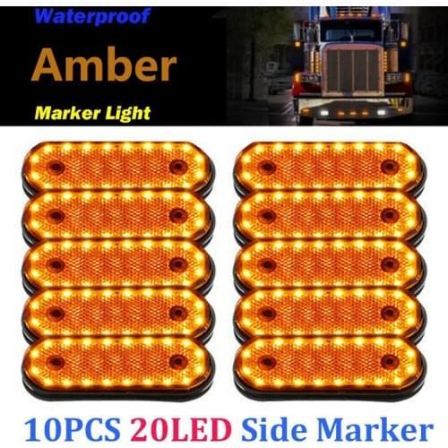10X Amber Markerings Light Side Marker 20LED 24V Trusk Lamp Pickup Truck Side Marker Lights for Truck