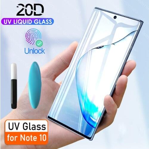 2PCS For Samsung Galaxy S8 S9 Note 8 9 10 Plus S10 E S7 Edge Tempered Glass UV Liquid Glue Full Coverage Screen Protector Film