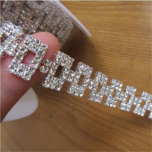 30cm Silver Glass Crystal Chain Bling Rhinestone Trim Metal Ribbon Necklace Decor Wedding Dress Clothing Bag Shoes Accessories