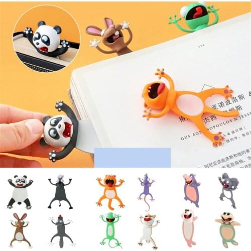 4pcs 2021 Bookmark 3D Cartoon Marker Animal Bookmarks Funny Student School Stationery Children Gift Resin Bookmark Of Pages